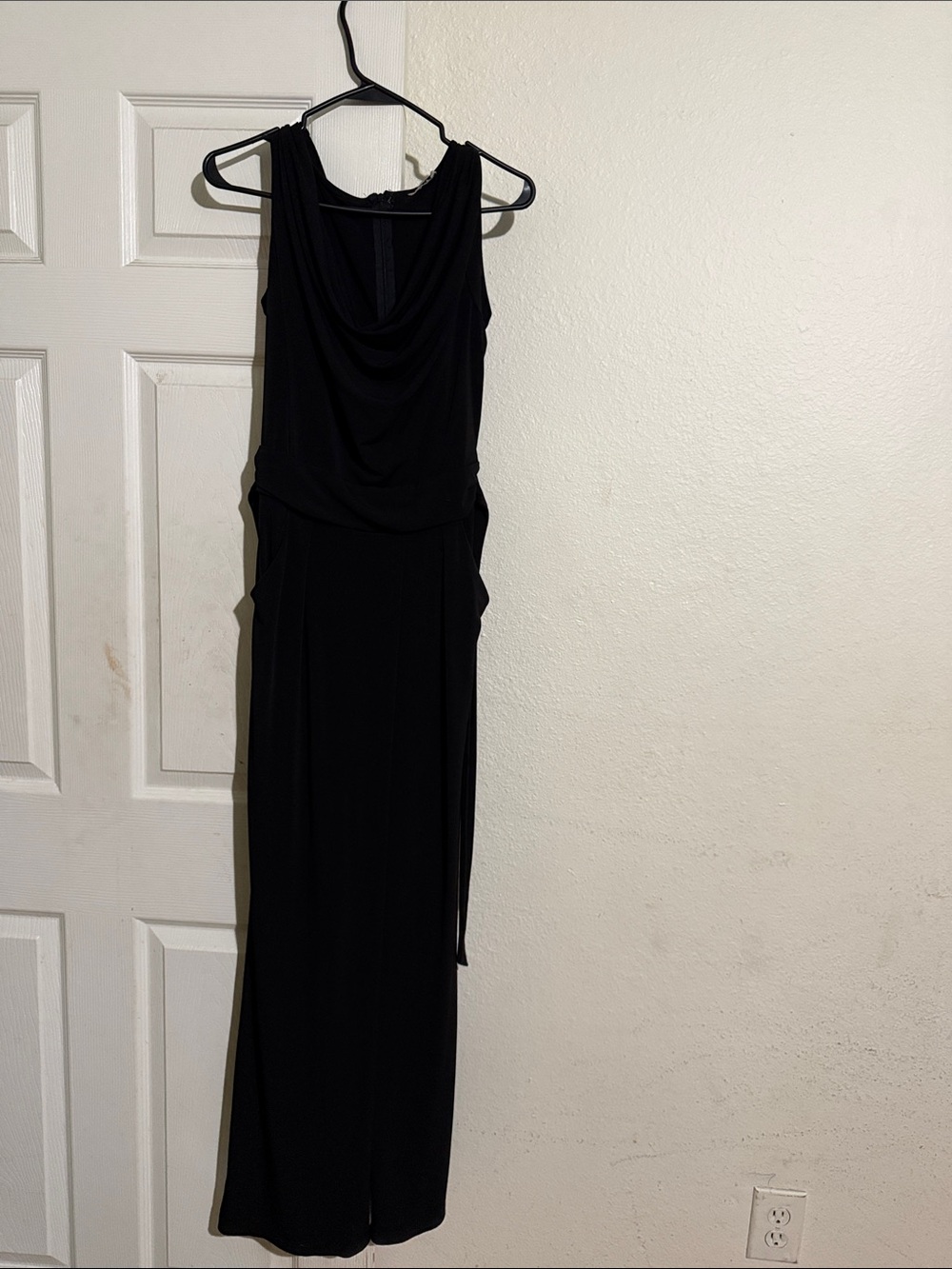 Black Sleeveless Draped Jumpsuit